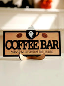 Axyaa Ghost & Coffee Cup Wooden Tabletop Decor