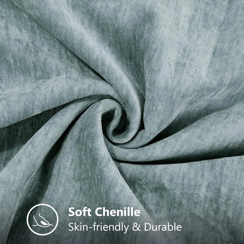 Blue Chenille Luxury Lumbar Pillow Case for Bed Sofa Couch by Axyaa