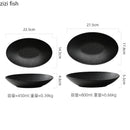 Axyaa Stone Pattern Ceramic Oval Salad Plate Fish Plate Soup Pasta Dish Tableware