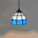 Mosaic Pendant Light with Stained Glass Shade in Colorful Mediterranean Style by Axyaa