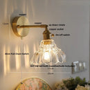 Axyaa Copper Glass LED Wall Light Sconce Rotate Pull Chain Switch Nordic Modern