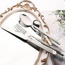 Axyaa Stainless Steel Gold Cutlery Set - 4Pcs Knife Fork Spoons Dinnerware Kitchen Flatware