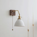 Axyaa Ceramic Copper LED Wall Lamp with Pull Chain Switch