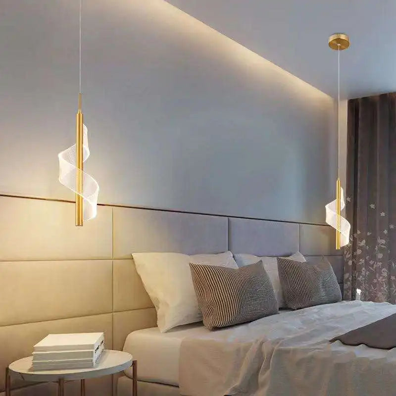 Axyaa Spiral Acrylic Pendant Lamp: Modern Nordic Design for Bedroom or Living Room
