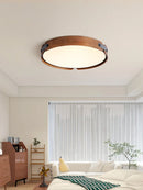 Axyaa Walnut Round Ceiling Lamp - Japanese Nordic Modern Bedroom Lighting