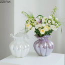 Axyaa Glass Vase: Pumpkin Flower Bud Shape Plant Pots for Table Decor