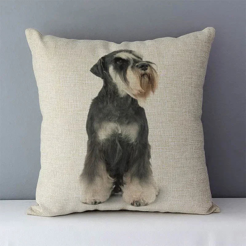 Axyaa Schnauzer Decorative Cushion Cover 45x45cm Cozy Couch Pillow Square Bed Linen Fabric
