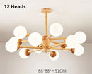 Axyaa White Glass Ball Wood Chandelier - Elegant Living Room Lighting