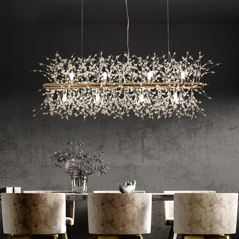 Axyaa Dandelion Crystal Chandelier: Modern LED Lighting for Living Room Dining