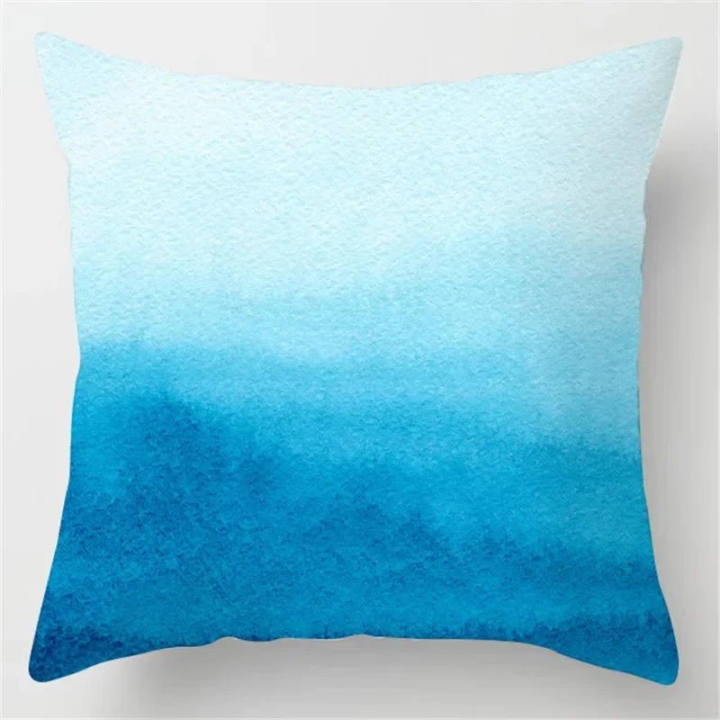 Axyaa Blue Geometric Marble Pillow Cover - Decorative Throw Cushion Case