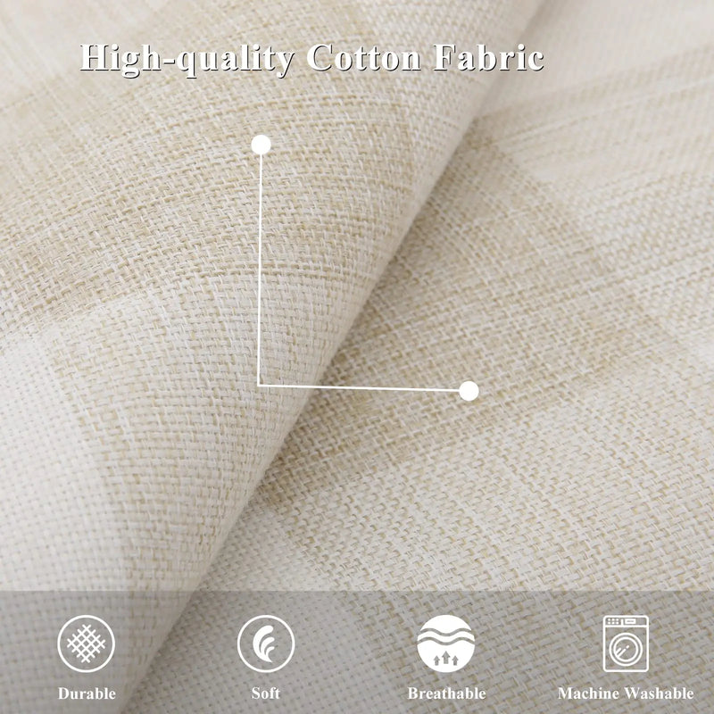 Axyaa Plush Check Throw Pillow Covers Set of 2 Cream White