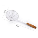 Axyaa Large Stainless Steel Colander with Wooden Handle for Kitchen Filtering and Draining