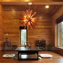 Axyaa Dandelion Wood Pendant Light: Wabi Sabi Chandelier for Home Decor
