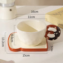 Axyaa Ceramic Bread Coffee Mug Set with Saucer - Big Easy Drinking Cups