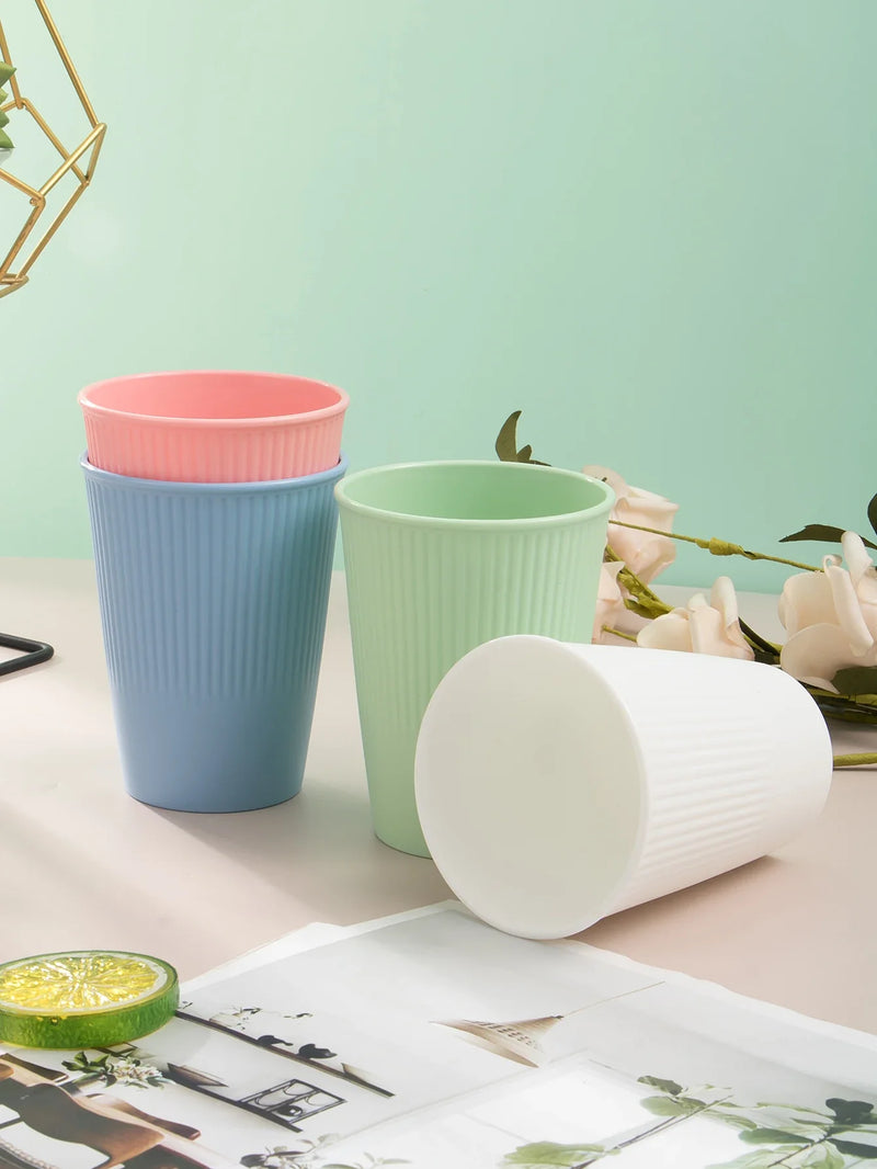 Axyaa White Plastic Reusable Cups Set for Home Kitchen Dining Camping