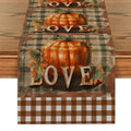 Axyaa Thanksgiving Pumpkin Coffee Leaves Table Runner