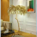 Axyaa Ostrich Feather Nordic Floor Lamp Gold Resin LED Light