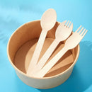 Axyaa Biodegradable Wooden Cutlery Set | 100 Disposable Utensils with Mini Spoons