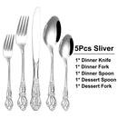 Axyaa Gold Stainless Cutlery Set - Luxury Black Tableware Knife Fork Spoon Flatware