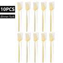 Axyaa White Gold Stainless Steel Dinner Fork Set - 10Pcs Flatware Cutlery Party Kitchen