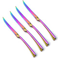 Axyaa Stainless Steel Gold Rainbow Steak Knives Set