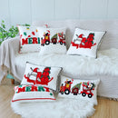 Axyaa Christmas Embroidered Pillow Cover - Canvas Letter Decor Pillowcase