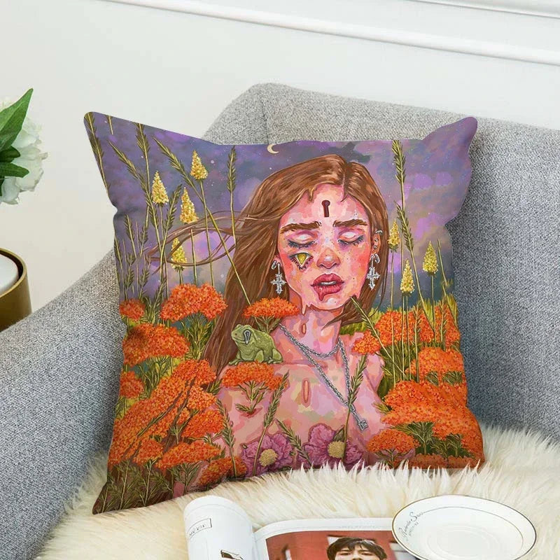 Axyaa 40x40 Jane Koluga Art Pillow Cover for Home Decor and Car Sofa Fall Theme