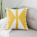 Axyaa Yellow Geometric Floral Embroidered Cushion Cover - 45x45cm