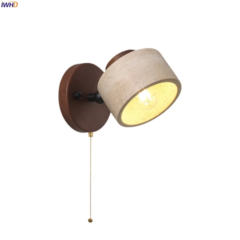 Axyaa Nordic LED Wall Lights Yellow Travertine Rotatable Reading Bedroom Lamp