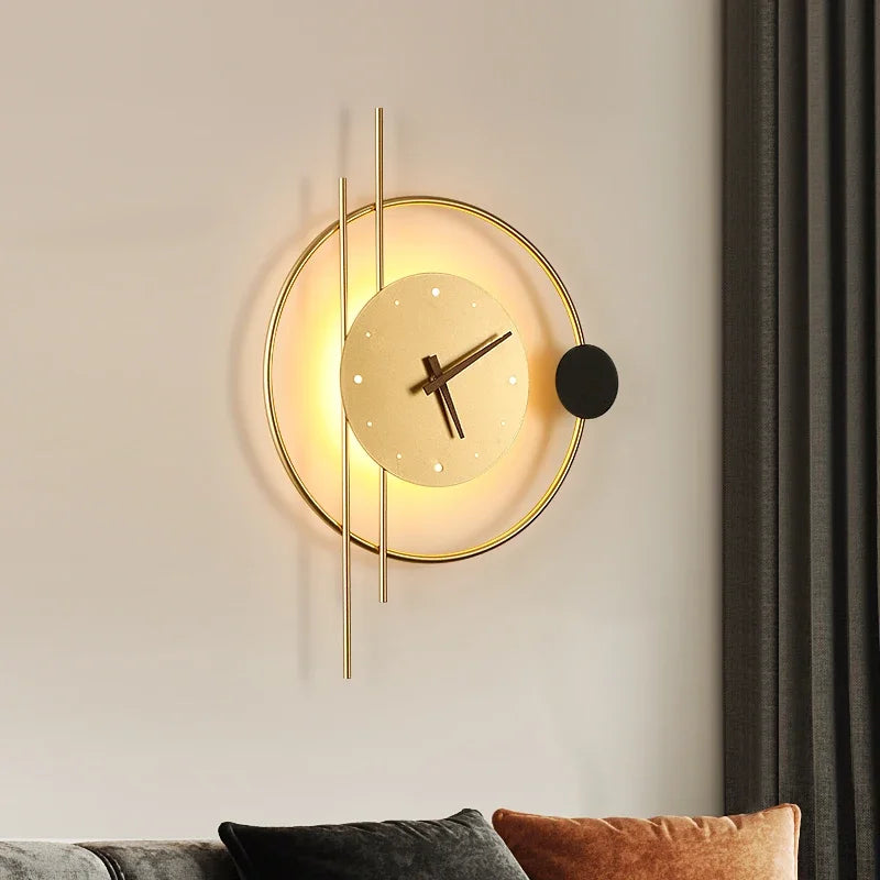 Nordic Wall Lamp Clock Axyaa Silent Bedroom Living Room Decor