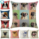 Axyaa French Bulldog Print Linen Throw Pillowcase for Home and Car Decor