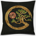 Axyaa Bonsai Zen Stone Pattern Pillowcase Square Decor Home Office Living Room