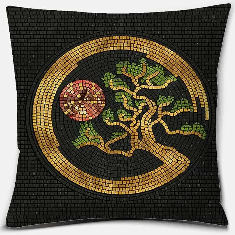 Axyaa Bonsai Zen Stone Pattern Pillowcase Square Decor Home Office Living Room