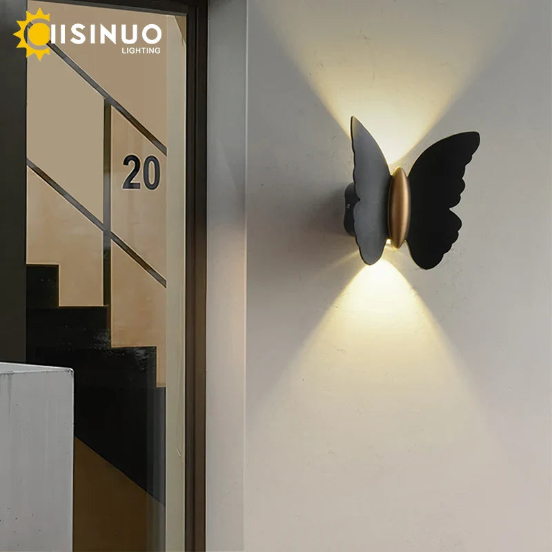 Axyaa Butterfly LED Garden Wall Light - Outdoor Waterproof Aluminum Fixture