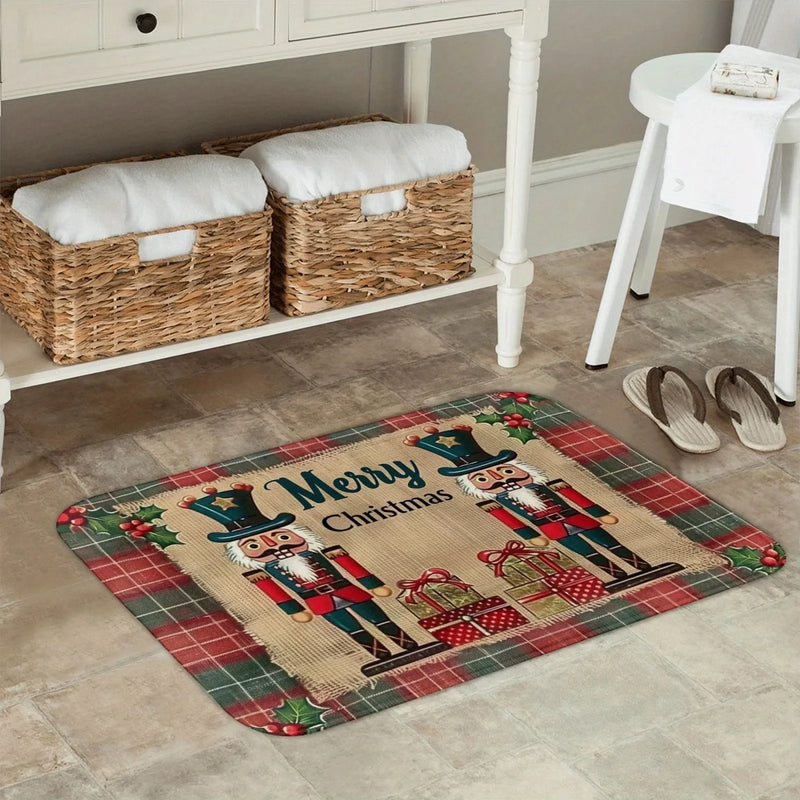Axyaa Nutcracker Welcome Mat: Soft Non-Slip Floor Decor for Home