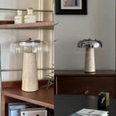 Axyaa Mushroom Travertine Table Lamp - Modern Yellow Stone Desk Lamp