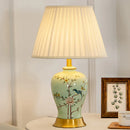 Axyaa Green Flower Bird Ceramic Table Lamp for Bedroom Living Room Bedside
