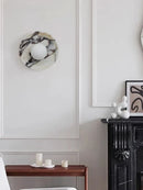 Axyaa White Marble Wall Lamp for Living Room, Staircase, Bedroom - Minimalist Circular Design