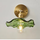 Axyaa Vintage Lotus Leaf Glass Wall Sconce with Adjustable Brass Socket