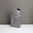 Axyaa Striped Resin Vase: Abstract, Black & White Geometric Home Decor, Terrarium, Crafts