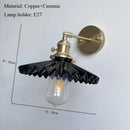 Axyaa Nordic White Pleated Ceramic Pendant Lamp Wall Bedside Bar Vintage Brass Light