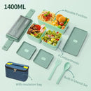 Axyaa Double Layer Lunch Box & Storage Bag Set with Fork Spoon - Leakproof & Microwave-safe
