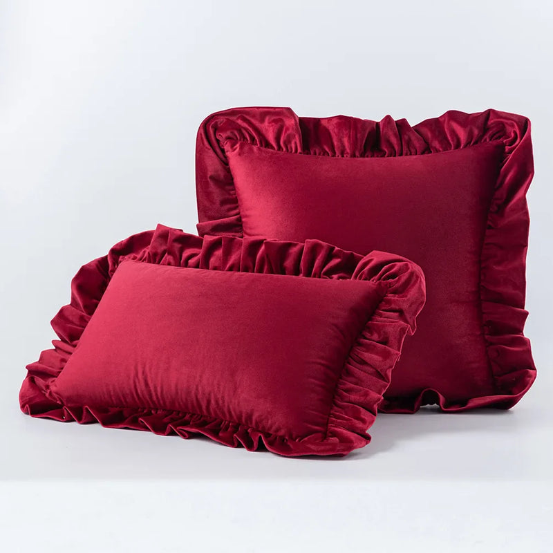 Axyaa Velvet Ruffle Cushion Cover for Home Decor 30x50/45/50cm