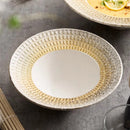 Axyaa Golden Grid Ceramic Salad Bowl - Nordic Style High-end Tableware