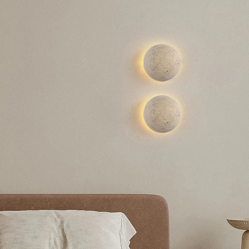 Axyaa Round Stone LED Wall Lamp for Dimmable Atmosphere Lighting in Various Spaces