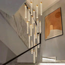 Axyaa Gold Crystal Duplex Chandelier - Rotating, Luxurious Design for Home Staircase