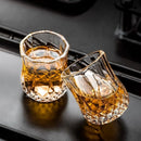 Axyaa Diamond Relief Shot Glass Set - Vintage Whiskey Drinking Tools for Party Bars