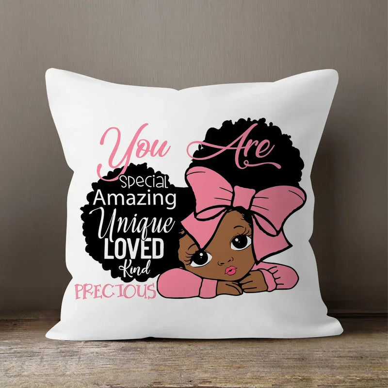 Axyaa Cartoon Girl Pillow Case: Soft Short Plush Cushion Cover for Sofa & Home Decor
