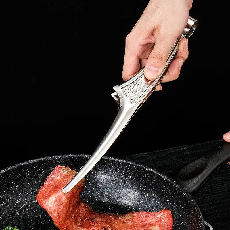 Axyaa Stainless Steel Kitchen Tongs for BBQ, Salad, Steak & More