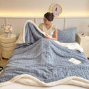 Axyaa Plush Fleece Double Layer Wool Bed Blanket Wool Throw Cozy Blanket